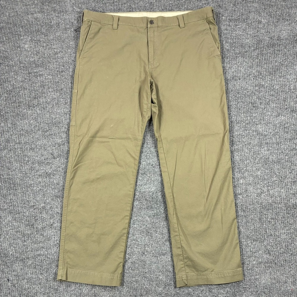 Columbia Mens 42x32 Regular Fit Olive Chino Pants Flat Front Outdoor Hiking
